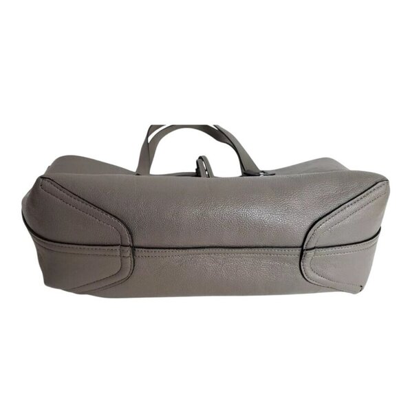 Calvin Klein Black Gray Reversible Leather Tote Bag Magnetic Closure Logo - Picture 7 of 14